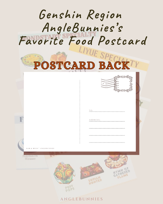 Genshin Region AngleBunnies’s Favorite Food Postcard