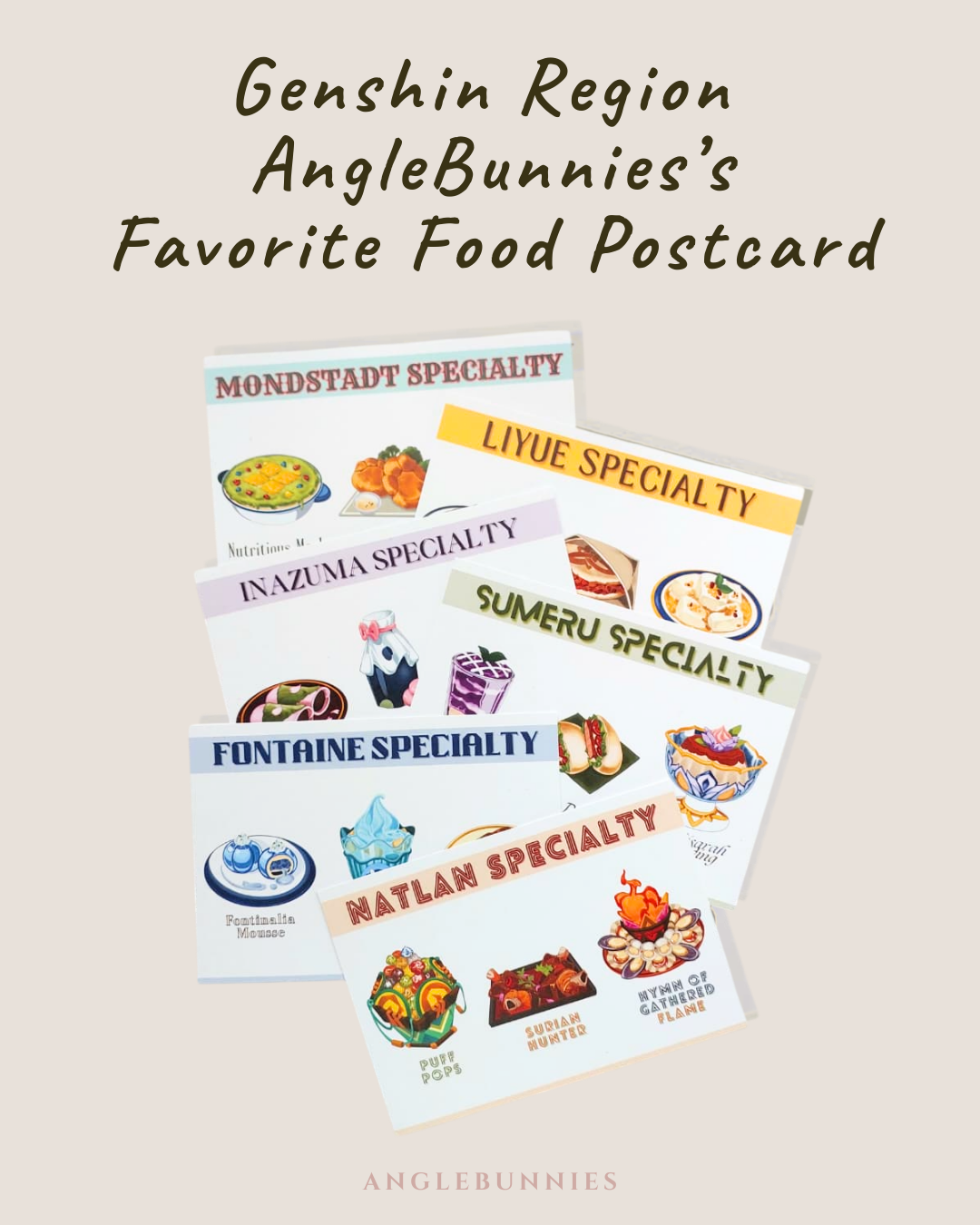 Genshin Region AngleBunnies’s Favorite Food Postcard