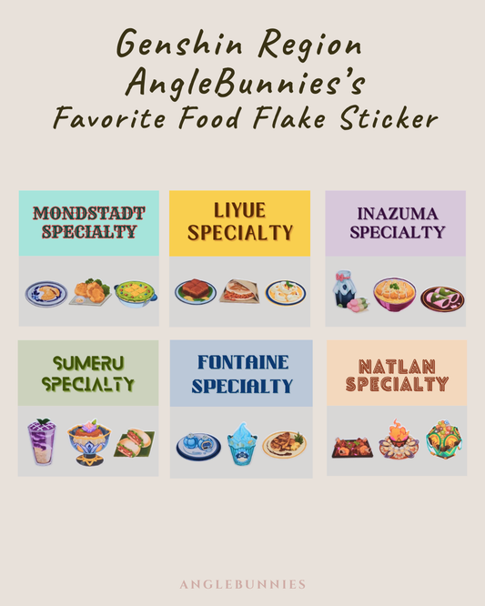 Genshin Region AngleBunnies’s Favorite Food Flake Sticker