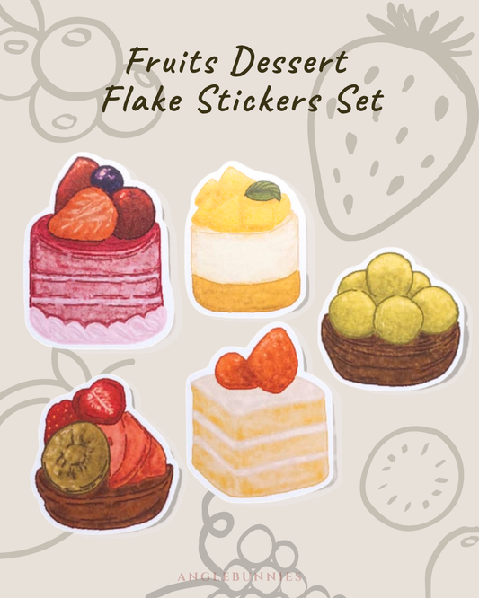 Fruits Dessert Flake Stickers Set